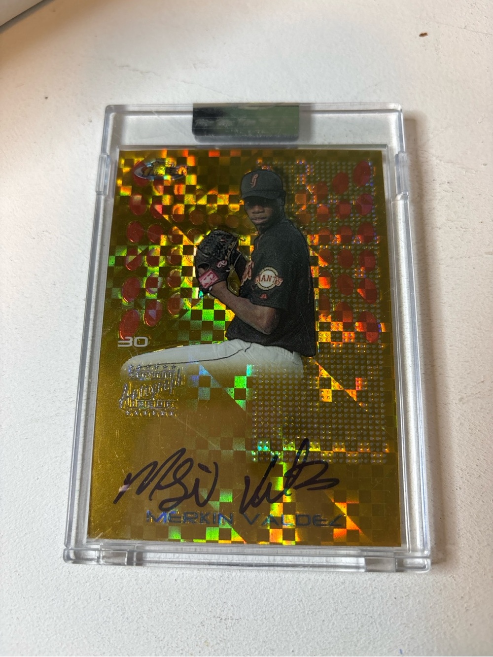 2004 Topps Pristine Gold Xfractor Auto Merkin Valdez RC #5/139 Giants